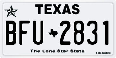 TX license plate BFU2831