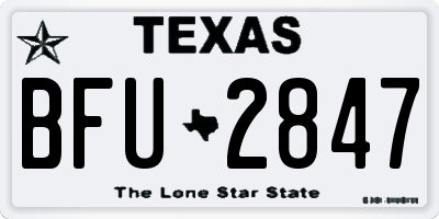 TX license plate BFU2847