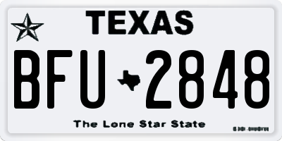 TX license plate BFU2848