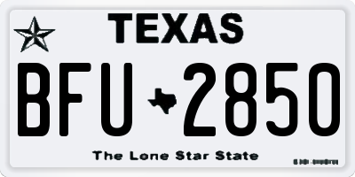 TX license plate BFU2850