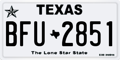 TX license plate BFU2851