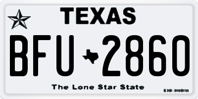 TX license plate BFU2860