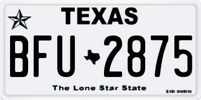 TX license plate BFU2875