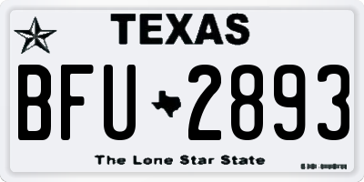 TX license plate BFU2893