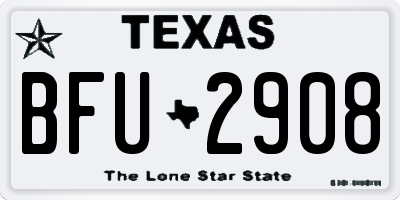 TX license plate BFU2908