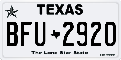 TX license plate BFU2920
