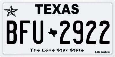 TX license plate BFU2922