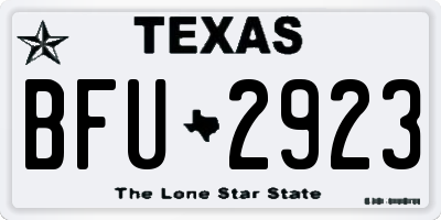 TX license plate BFU2923