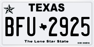 TX license plate BFU2925
