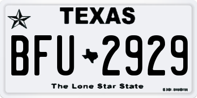 TX license plate BFU2929