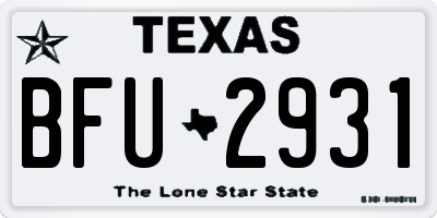 TX license plate BFU2931