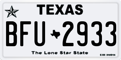TX license plate BFU2933