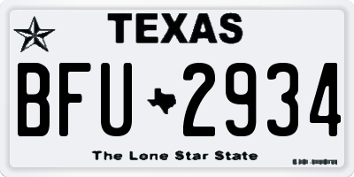 TX license plate BFU2934