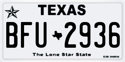 TX license plate BFU2936
