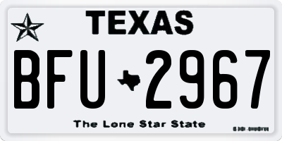 TX license plate BFU2967