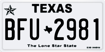 TX license plate BFU2981