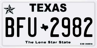 TX license plate BFU2982