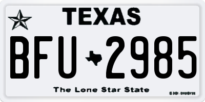 TX license plate BFU2985