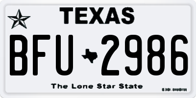 TX license plate BFU2986