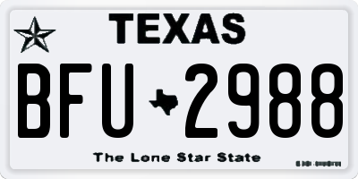 TX license plate BFU2988