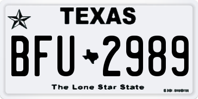 TX license plate BFU2989