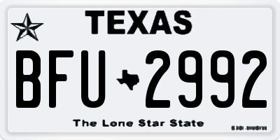 TX license plate BFU2992