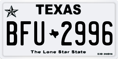 TX license plate BFU2996