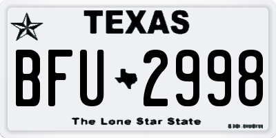 TX license plate BFU2998