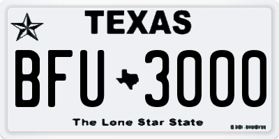 TX license plate BFU3000