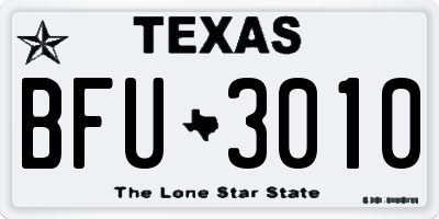 TX license plate BFU3010