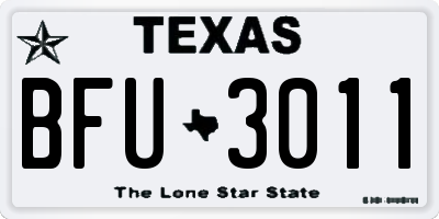 TX license plate BFU3011