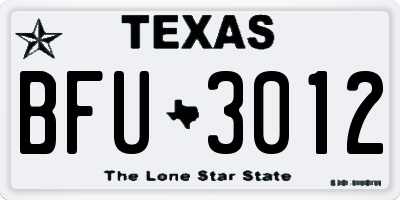 TX license plate BFU3012