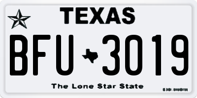 TX license plate BFU3019