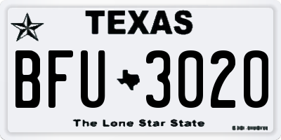 TX license plate BFU3020