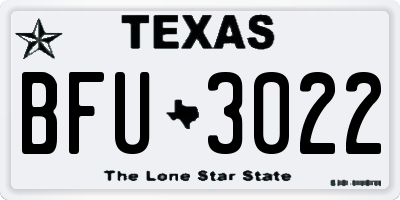 TX license plate BFU3022