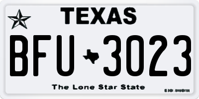 TX license plate BFU3023