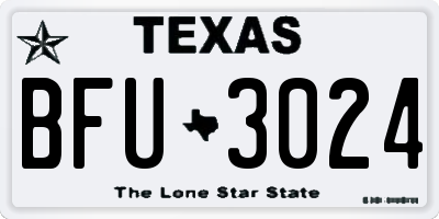 TX license plate BFU3024