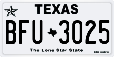 TX license plate BFU3025