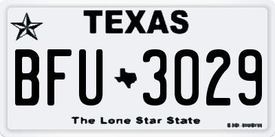 TX license plate BFU3029