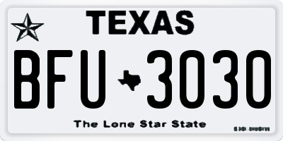 TX license plate BFU3030