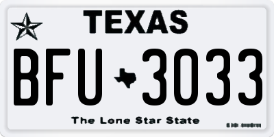 TX license plate BFU3033