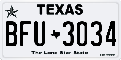 TX license plate BFU3034