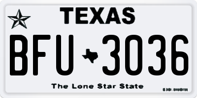 TX license plate BFU3036