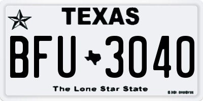 TX license plate BFU3040