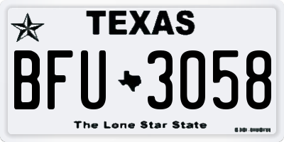 TX license plate BFU3058