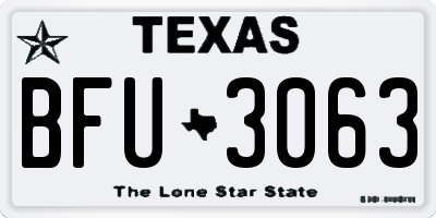 TX license plate BFU3063