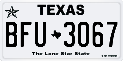 TX license plate BFU3067