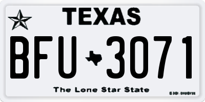 TX license plate BFU3071