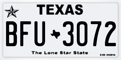 TX license plate BFU3072