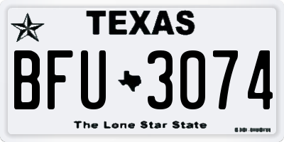TX license plate BFU3074